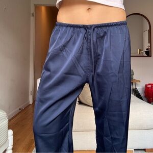 Brandy Melville silk drawstring pants in navy, fits like a size small